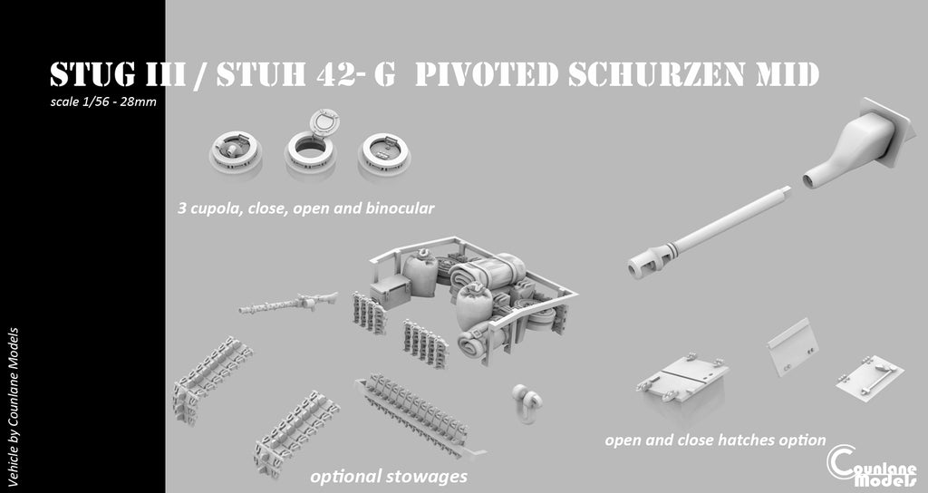 Counlane Stug III / Stuh 42G pivoted schurzen mid (Germany, WW2)