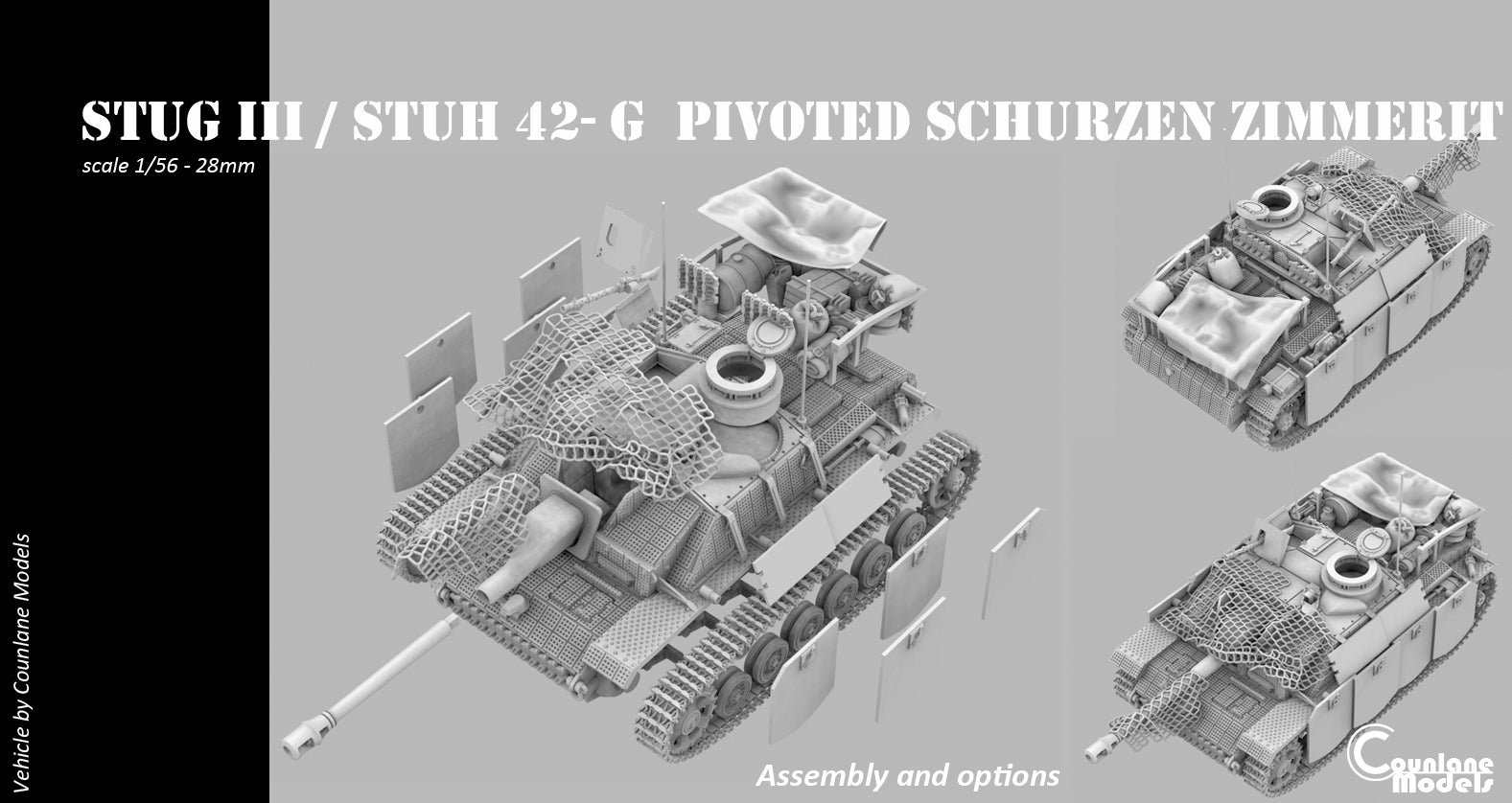 Counlane Stug III / Stuh 42 G pivoted schurzen zimmerit concrete armor (Germany, WW2)